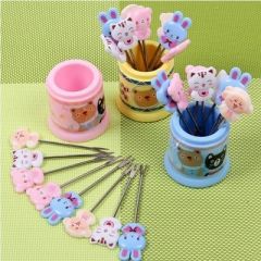家居用品实用韩国创意不锈钢儿童卡通水果叉套装幼儿园蛋糕点心叉
