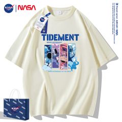 NASA短袖t恤男生夏季纯棉白色半袖潮流宽松大码衣服男装百搭体恤